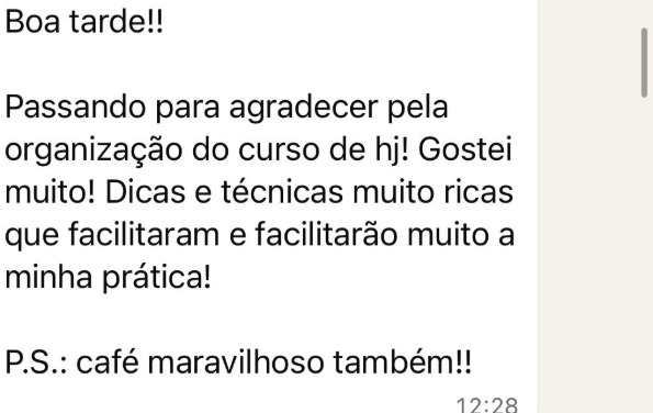 Print de depoimento espontâneo de membro do CCAFE