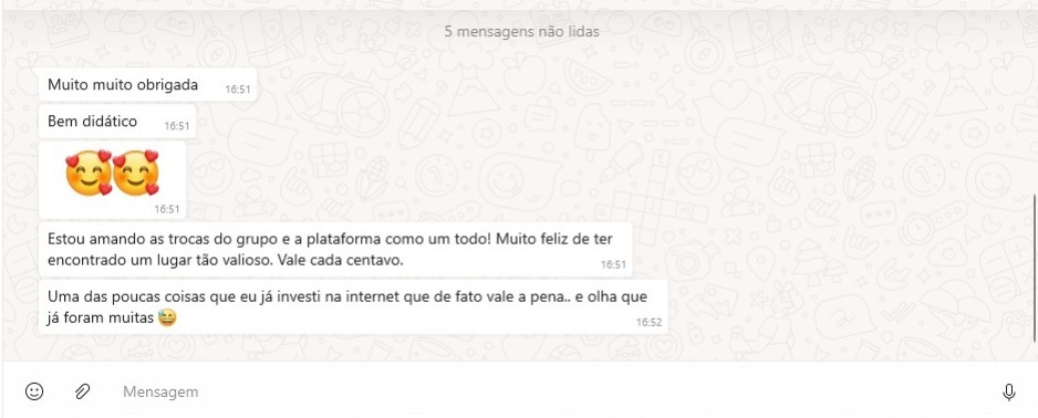 Print de depoimento espontâneo de membro do CCAFE